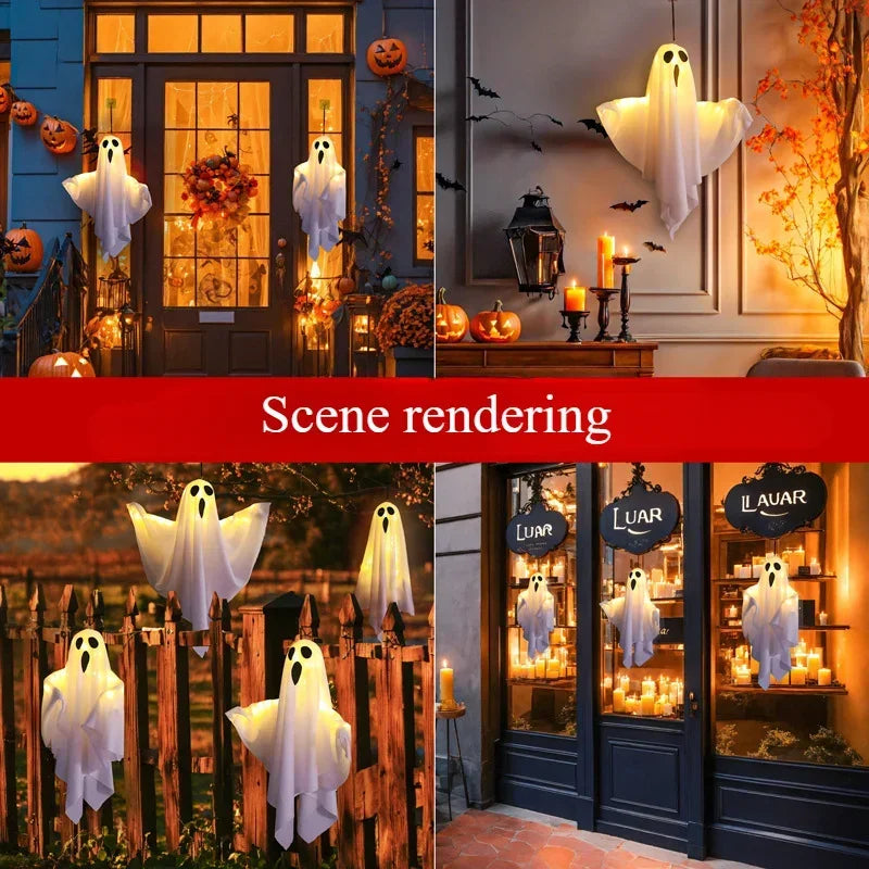 LED Ghost Halloween Hanging Decoration - White or Orange