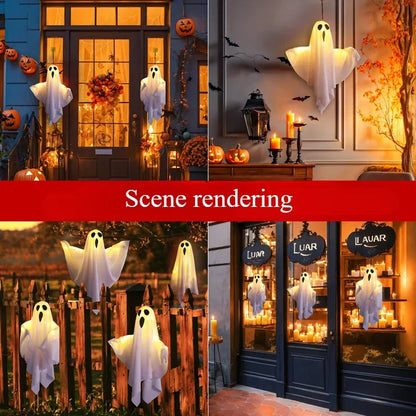 LED Ghost Halloween Hanging Decoration - White or Orange