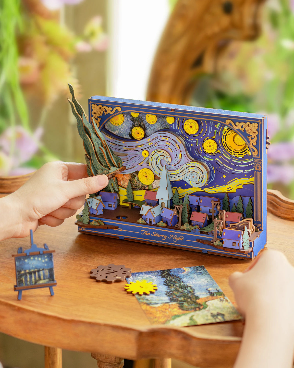 ROKR Starry Night 3D Wooden Puzzle – Van Gogh DIY Craft Kit Wall Art (238 Pieces)