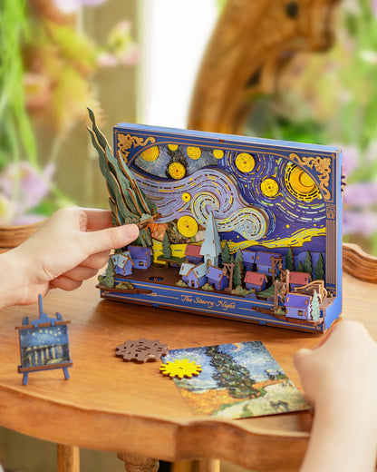 ROKR Starry Night 3D Wooden Puzzle – Van Gogh DIY Craft Kit Wall Art (238 Pieces)