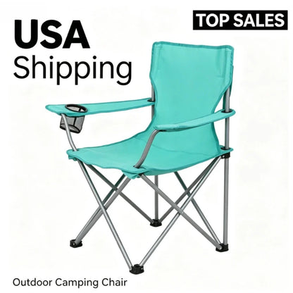 Quad Folding Camp Chair with Cup Holder, Green Sea