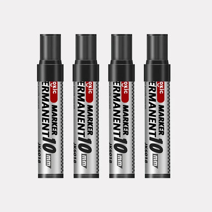 4-Pack Permanent Marker Pens - Waterproof Ink, Fine & 10 mm Chisel Tips, Black Blue Red Green