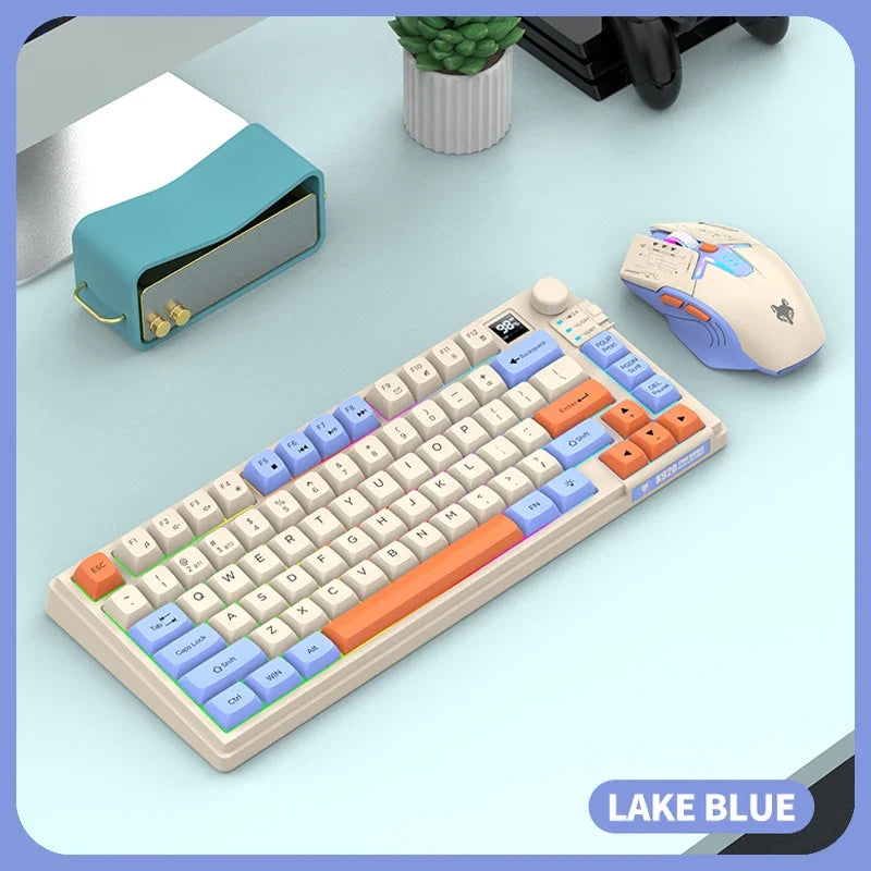 Premium Dual-Modes 2.4G+Bluetooth Keyboard Mouse Combo Rechargeable Keyboard With Display Screen & Knob For PC Computer Tablet