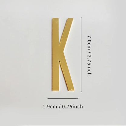 Golden Self Adhesive House Number Metal English Alphabet Letters for Apartment Room Door Plate Table Mailbox Number Stickers 7cm