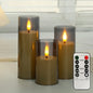 3-Piece Acrylic Flameless LED Candles with Remote & Timer, Flickering Battery-Operated Clear Glass Effect for Wedding, Party & Christmas