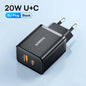 20W USB-C Fast Charger Dual Port PD Quick Wall Adapter – Compact Travel Charger for iPhone and Android