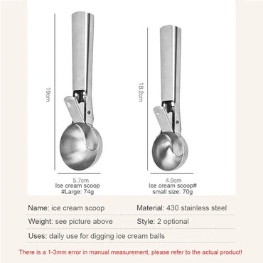 Stainless Steel Dual-Purpose Ice Cream & Fruit Scoop Multifunctional Kitchen Utensil