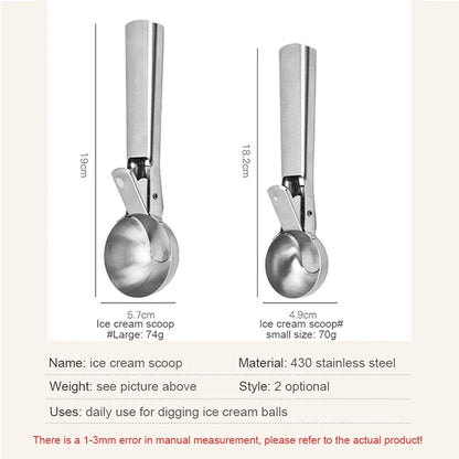 Stainless Steel Dual-Purpose Ice Cream & Fruit Scoop Multifunctional Kitchen Utensil