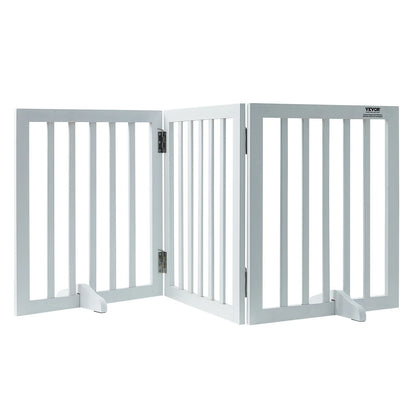 Freestanding Wood Pet Gate — Foldable 3-Panel Expandable Dog Barrier, 60 in (153 cm)