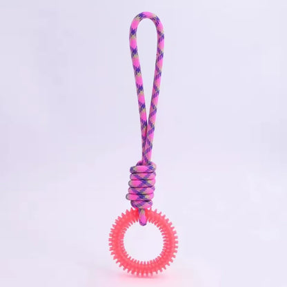 Interactive Spiked Dog Ring Toy - Rubber Chew for Teeth Cleaning & Training