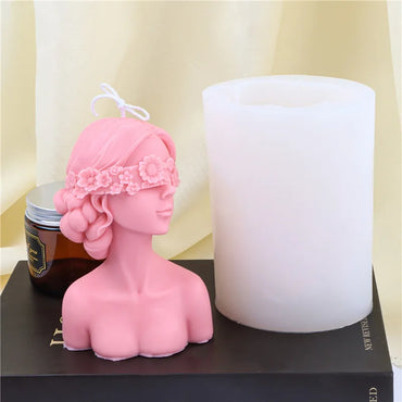 Silicone Mold for DIY Blindfolded Girl Sleeping Beauty Figurine Candle & Plaster Mold 10 x 8 x 8 cm (3.94 x 3.15 x 3.15 in)
