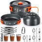 Lightweight Aluminum Camping Cookware Set – Nonstick Pot & Pan for 2-4 People with Mesh Carry Bag