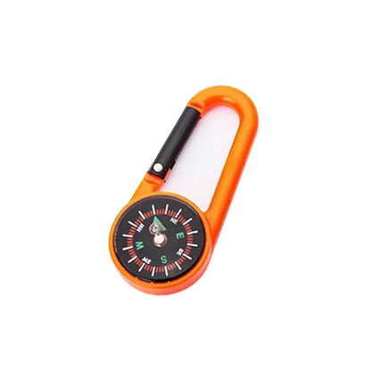 Mini Compass Carabiner Keychain — Camping & Hiking Backpack Buckle Survival Tool