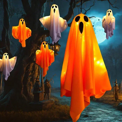 LED Ghost Hanging Halloween Decoration, Orange or White