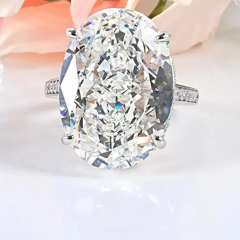 20CT Vintage High Carbon Diamond Ring – S925 Silver Gold-Plated Luxury Engagement & Wedding Ring for Women