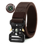 Unisex Tactical Nylon Canvas Belt with Compass, Durable Outdoor & Jeans Belt 1.5 in (3.8 cm) Wide