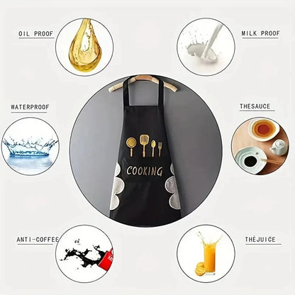 Unisex Adjustable Kitchen Apron – Solid Color PVC Cooking Apron with Pocket
