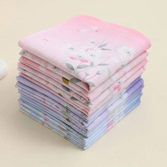 3-Pack Pure Cotton Floral Women's Handkerchiefs - 17 x 17 in (43 x 43 cm) Absorbent Wedding Handkerchiefs for Bride and Mother