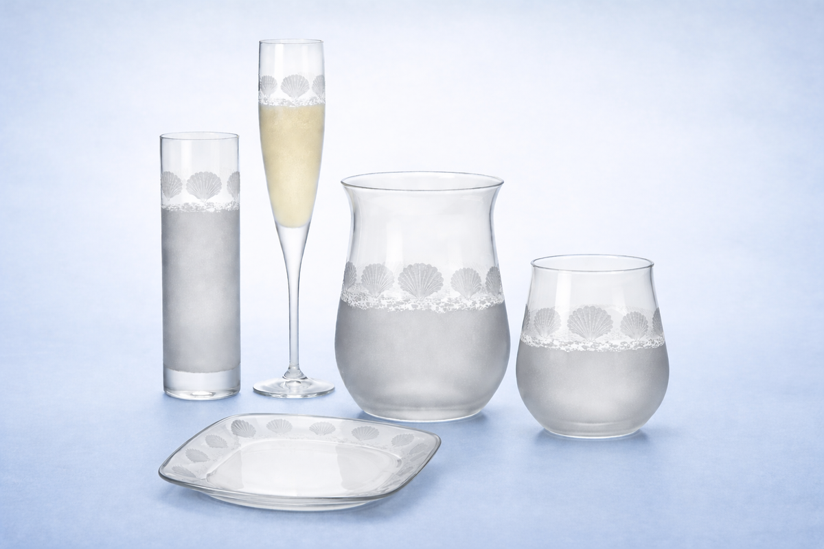 Sea Shore Etched Glassware
