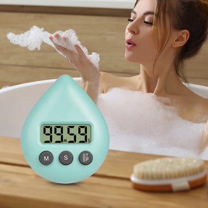 Waterproof Digital Shower & Kitchen Timer with Magnetic Backing, Suction Cup and Wall Mount - Countdown/Count-Up