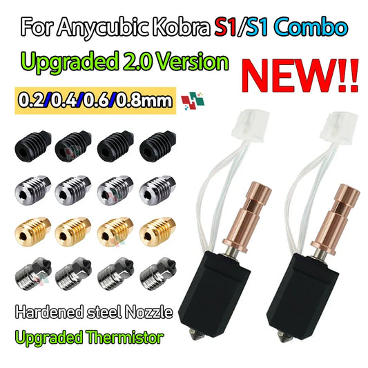 Ceramic Hotend Upgrade Kit for Kobra S1 & S1 Combo — 24V 48W 200K Thermistor Fast-Heating up to 300°C