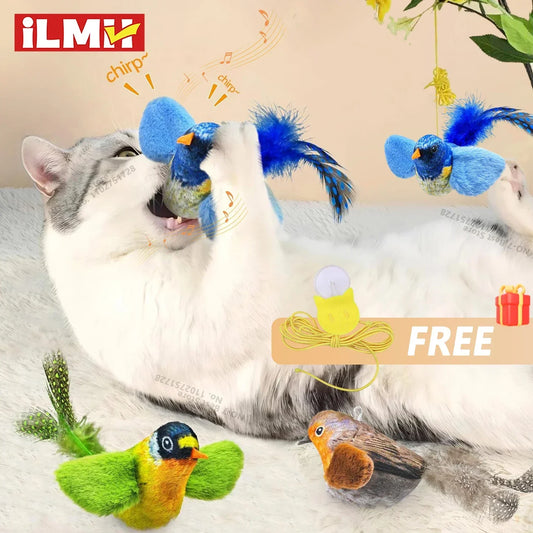 Interactive Bird Cat Toy with Chirping Sound & Catnip – Hanging Plush Teaser for Indoor Cats