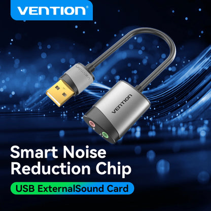 USB External Sound Card 3.5mm Audio Adapter with Microphone — USB-A Headset Adapter for PC, MacBook, Laptop, PS5, Gaming Headset