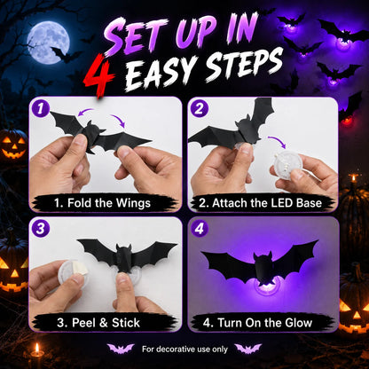 Halloween Bat Wall Light Decorations - 12 to 70 Piece Sets