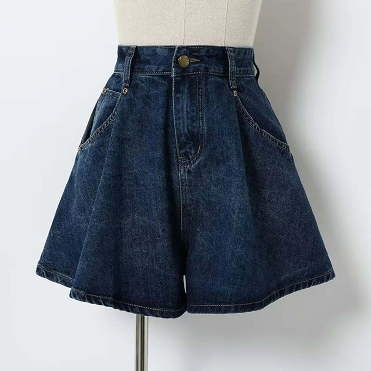 ZOMAXIUJEE Women's High Stretch A-Line Denim Mini Skirt - Dropped Waist, Plus Size S-XXXL, All Season Casual Wear