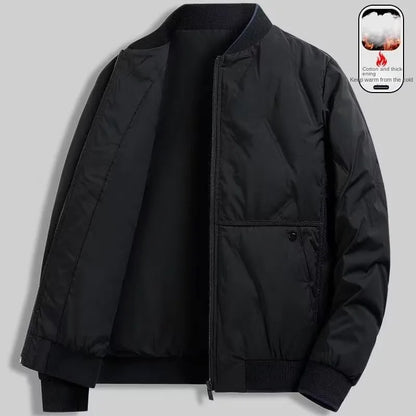 Men's Autumn Winter Baseball Collar Bomber Jacket – Casual Flight Jacket, Polyester Lined