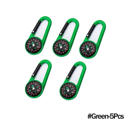 Mini Compass Carabiner Keychain — Camping & Hiking Backpack Buckle Survival Tool