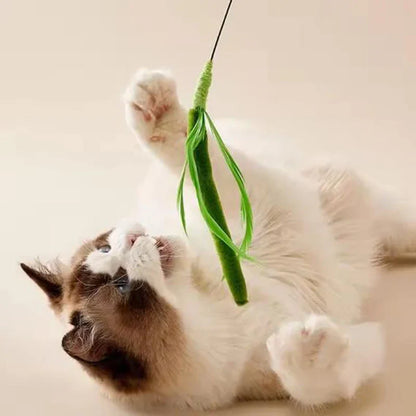 Interactive Feather Teaser Wand for Cats — Flexible Wire Durable Feather Toy