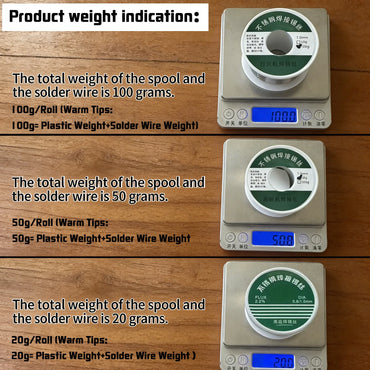 Rosin Core Tin Solder Wire 0.8mm & 1.0mm 20g/50g/100g (0.71-3.53 oz) No-Clean Flux 2%