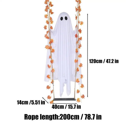 Battery-Powered Swinging Ghost Halloween Decoration - 120 cm