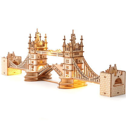 Rolife Tower Bridge 3D Wooden Puzzle – 113-Piece DIY Model Kit, LED Compatible, Gift for Adults & Teens (TG412)