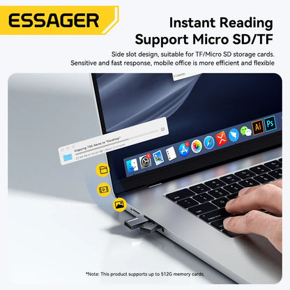 2-in-1 USB-C & USB 2.0 Micro SD/TF Card Reader Adapter - Mini Memory Reader for iPhone, iPad, MacBook & Android