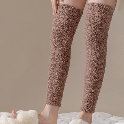 Women's Knee-High Polyester Leg Warmers - Soft Long Solid Color Boot Socks