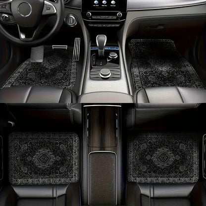 Bandana Print Rectangular Car Floor Mats - Synthetic Fiber Auto Interior Carpets