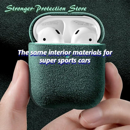 Italian Suede Leather Case for Wireless Earbud Charging Case – Luxury Suede Protective Cover with Wireless Charging Support