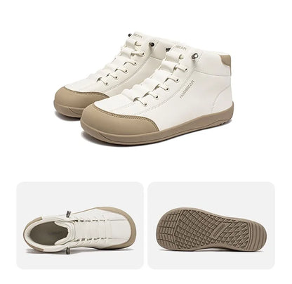 Mid-Top Barefoot Ankle Boots Wide-Toe Zero-Drop Non-Slip Artificial Leather Shoes