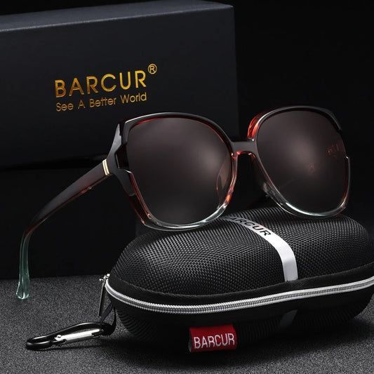 BARCUR Oversized Square Polarized Sunglasses for Women – Fashion Gradient Lens Summer Eyewear with UV400 Protection – Lightweight PC Comfortable Frame Trendy Street Style Shades for Summer Shopping Beach & Travel