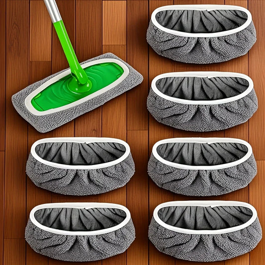 2 colors optional. 4 high-quality reusable mop pads: washable, durable, for dry & wet use, highly absorbent.