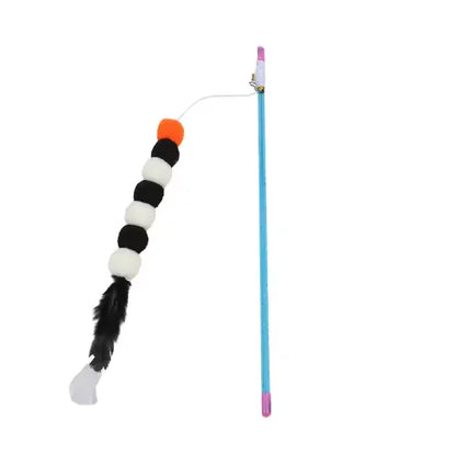 Interactive Cat Teaser Wand with Bell and Feather Toy for Kittens and Cats