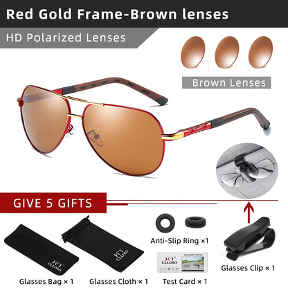 CLLOIO Pilot Polarized Sunglasses for Men & Women – UV400 Aluminum Frame