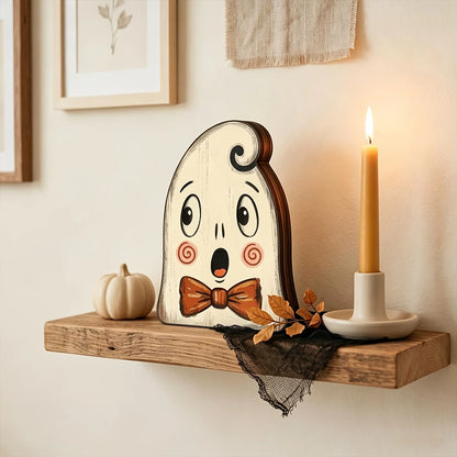 Wooden Halloween Witch Owl Shelf Decor - 1pc