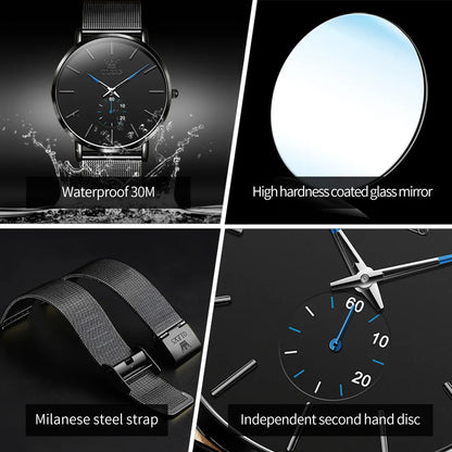 OLEVS 9954 Men’s Ultra-Thin Quartz Watch with Mesh Bracelet