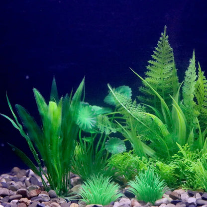 Artificial Aquarium Plants – Plastic Underwater Green Shrubs with Resin Base, Fish Tank Decoration