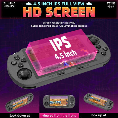 4.5-Inch Portable Retro Handheld Game Console — 854x480 Screen, Multi-Emulator PS1 Support, MP3 & Video, Two-Player Ready