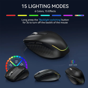 Ergonomic Backlit Keyboard Mouse Combo with Phone Holder 2.4G Wireless Rechargeable Keyboard Mouse Set for Win XP/7/8/10/11