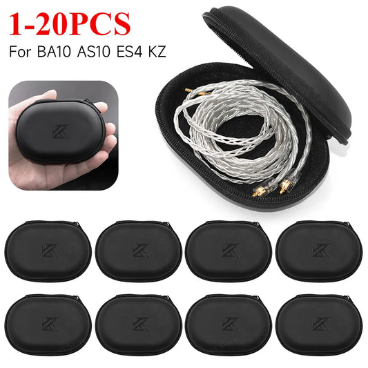 PU Leather Earphones Storage Case - Zippered Protective Carrying Organizer for Wired Earbuds, 101 x 71 x 40 mm (3.98 x 2.80 x 1.57 in)